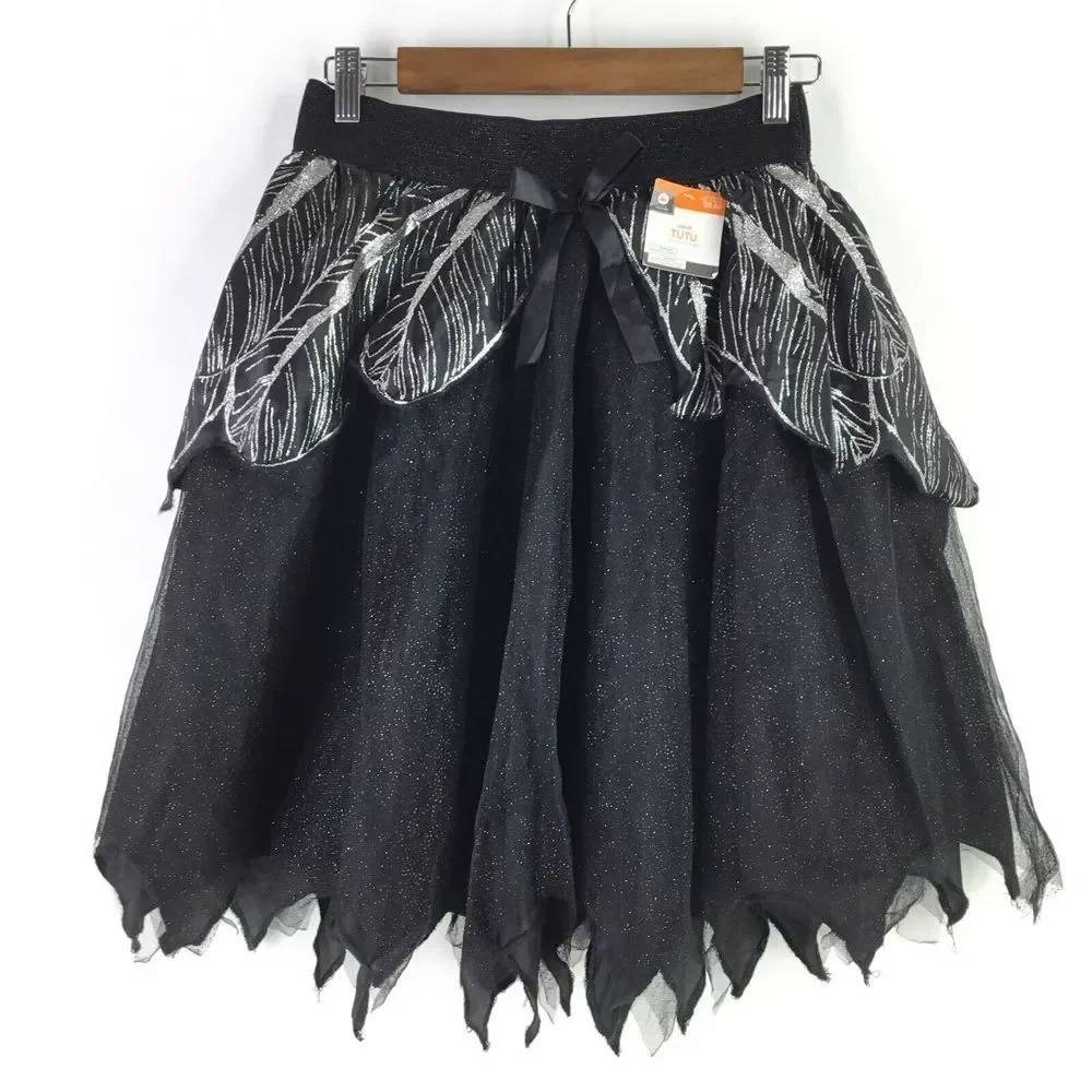 Halloween Costume Witchy Pumpkin Tutu Skirt Metallic Silver One Size Unisex NWT